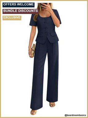 Women's Two Piece Suit Set Business Casual Blazer & Trousers Outfit